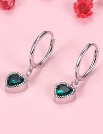 Fashion Silver Color Copper Inlaid Zirconium Heart Earrings
