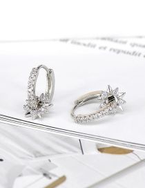 Fashion Silver Color Metal Diamond Turning Pentagram Earrings