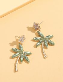 Fashion Green Alloy Diamond Coconut Stud Earrings