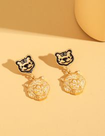 Fashion Gold Color Alloy Drip Oil Tiger Earrings