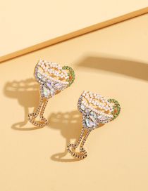 Fashion Style 2 Alloy Diamond Colorblock Goblet Stud Earrings