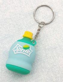 Fashion Light Blue Soft Plastic Cartoon Beverage Bottle Keychain