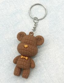 Fashion Coffee Soft Rubber Cartoon Wool Bear Keychain
