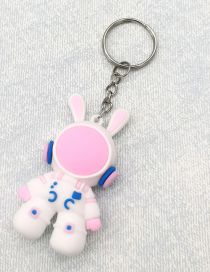 Fashion Pink Soft Rubber Cartoon Rabbit Spaceman Keychain