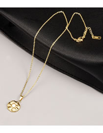 Fashion Gold Titanium Geometric Medal Necklace