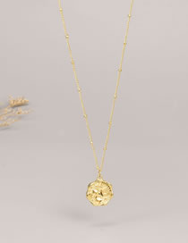Fashion Gold Titanium Steel Gold Plated Geometric Medal Necklace