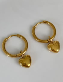 Fashion Gold Titanium Steel Geometric Heart Earrings