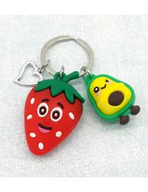 Fashion Strawberry Pvc Simulation Fruit Keychain