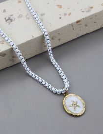 Fashion 2# Titanium Steel Diamond Pentagram Pendant Necklace