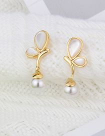 Fashion 7# Bronze Pearl Geometric Stud Earrings