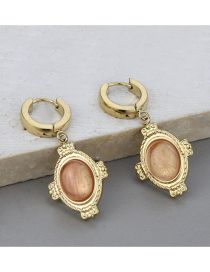 Fashion Pink Earrings Titanium Oval Earrings