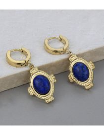 Fashion Blue Earrings Titanium Oval Earrings