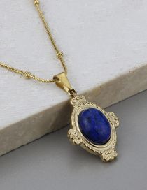 Fashion Blue Necklace Titanium Oval Necklace