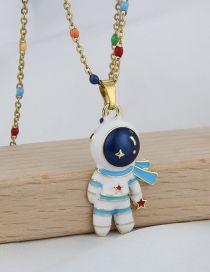 Fashion 3# Alloy Drip Oil Astronaut Necklace