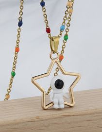 Fashion 4# Alloy Drip Oil Astronaut Necklace