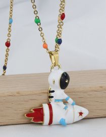 Fashion 7# Alloy Drip Oil Astronaut Necklace