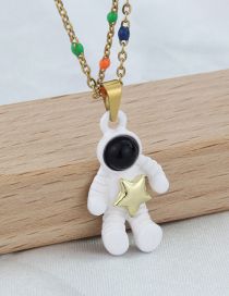 Fashion 9# Alloy Drip Oil Astronaut Necklace