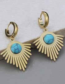 Fashion Blue Earrings Titanium Gold Plated Triangle Blue Pine Earrings