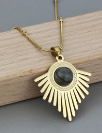 Fashion Black Necklace Titanium Steel Gold Plated Triangle Blue Pine Necklace