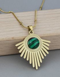 Fashion Green Necklace Titanium Steel Gold Plated Triangle Blue Pine Necklace