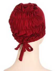 Fashion Red Wine Solid Modal Tie Elastic Hooded Hat