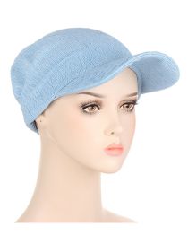 Fashion Light Blue Polyester Wide Brim Sun Hat