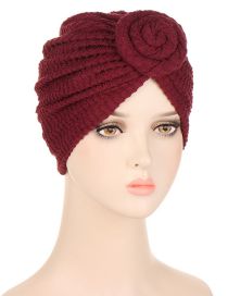Fashion Red Wine Polyester Pleated Toe Cap