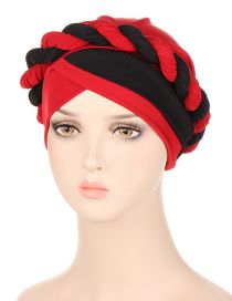 Fashion Wine Red + Black Two-color Braided Toe Cap