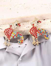 Fashion Gold Color Alloy Diamond Small Cock Stud Earrings
