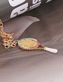 Fashion Gold Color Alloy Racket Necklace With Fancy Diamonds