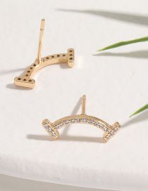 Fashion Gold Color Bronze Zirconium Geometric Stud Earrings
