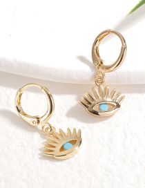 Fashion Gold Color Copper Inlaid Blue Pine Eye Earrings