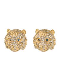 Fashion 9# Copper Diamond Tiger Head Stud Earrings