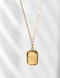 Fashion Gold Color Titanium Steel Gold Plated Letter Square Necklace