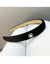 Fashion Black Geometric Pearl Camellia Sponge Headband