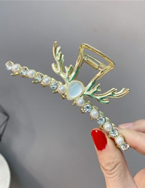 Fashion Pearl + Diamond And Alternating Antlers Gold Color Alloy Diamond And Pearl Antler Grab Clip