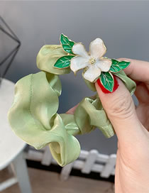 Fashion Fresh Green Fabric Lily Of The Valley Pleated Hair Tie