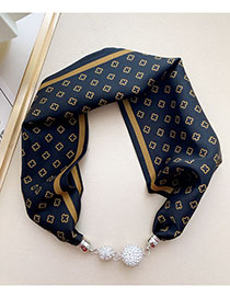 Fashion 7m Cross Camel Black Magnetic Buckle Knot Free Printed Silk Scarf