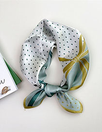 Fashion 14z Bow Love Green Silk Print Knotted Scarf