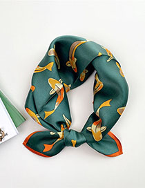 Fashion 14z Koi Green Silk Print Knotted Scarf