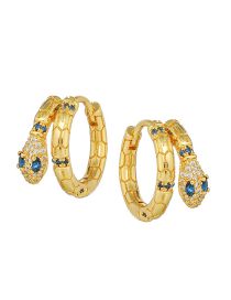 Fashion Blue Bronze Zirconium Snake Stud Earrings