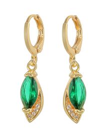 Fashion Green Brass Inset Zirconium Geometric Earrings