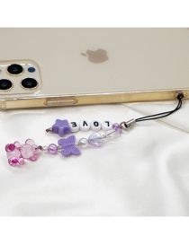 Fashion Purple Geometric Butterfly Star Letter Bead Bear Beaded Phone Pendant