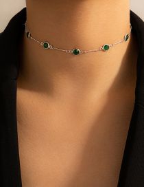 Fashion 15633 Silver Color Alloy Diamond Geometric Necklace