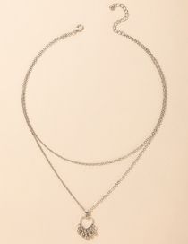 Fashion Silver Color Alloy Hollow Heart Double Layer Necklace