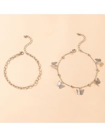Fashion Silver Color Alloy Butterfly Tassel Double Anklet