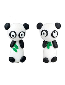 Fashion 4# Soft Pottery Panda Stud Earrings