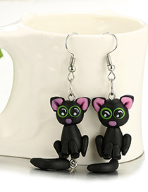 Fashion 14# Soft Pottery Cat Stud Earrings