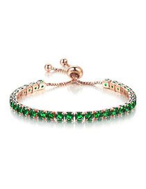 Fashion Emeralds In May Alloy Set Zirconium Pull Bracelet