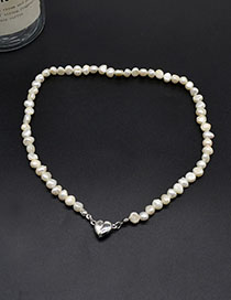 Fashion White Pearl Beaded Magnetic Love Necklace